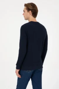 US Polo Assn. Men Regular Fit Crew Neck Navy Blue Sweatshirt - Image 5