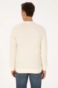 US Polo Assn. Men Regular Fit Crew Neck Patterned Cream Sweatshirt - Image 5