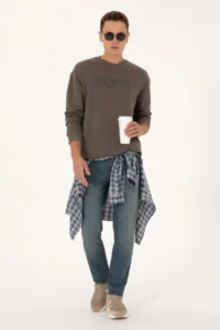 US Polo Assn. Men comfort Fit Crew Neck Mink Sweatshirt - Image 4