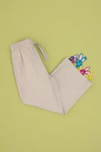 US Polo Assn. Girls' Beige Loose Fit Modal Blend Canvas Pants - Image 3