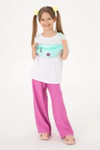 US Polo Assn. Girls' Fuchsia Loose Fit Modal Blend Canvas Pants - Image 2