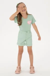 US Polo Assn. Girls' Aqua Green with pocket Weaving Shorts - Image 2