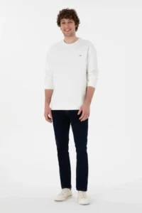 US Polo Assn. Men comfort Fit Crew Neck Ecru Thin Sweatshirt - Image 4