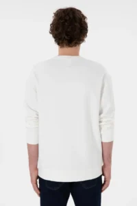 US Polo Assn. Men comfort Fit Crew Neck Ecru Thin Sweatshirt - Image 5