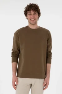 US Polo Assn. Men comfort Fit Crew Neck Khaki Thin Sweatshirt