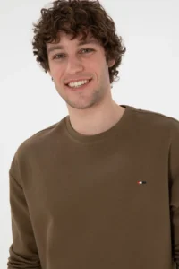 US Polo Assn. Men comfort Fit Crew Neck Khaki Thin Sweatshirt - Image 2