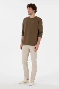 US Polo Assn. Men comfort Fit Crew Neck Khaki Thin Sweatshirt - Image 4
