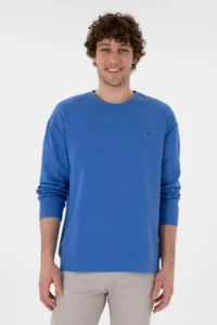 US Polo Assn. Men comfort Fit Crew Neck Indigo Thin Sweatshirt