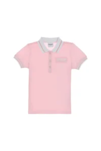 US Polo Assn. Girls' Light Pink Polo Shirt Collar Non-functional with pocket Basic T-Shirt - Image 3