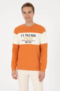 US Polo Assn. Men Regular Fit Crew Neck Copper Sweatshirt