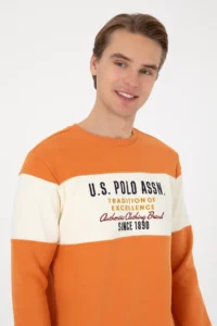 US Polo Assn. Men Regular Fit Crew Neck Copper Sweatshirt - Image 2