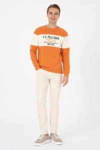 US Polo Assn. Men Regular Fit Crew Neck Copper Sweatshirt - Image 4