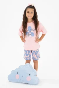 US Polo Shirt Assn. Girls' Salmon Shorts Bottom Top Set
