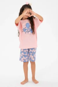 US Polo Shirt Assn. Girls' Salmon Shorts Bottom Top Set - Image 2