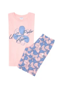 US Polo Shirt Assn. Girls' Salmon Shorts Bottom Top Set - Image 3