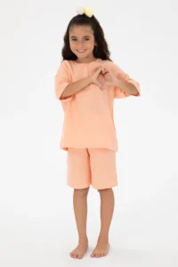 US Polo Shirt Assn. Girls' Salmon Shorts Bottom Top Set - Image 2