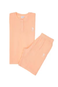 US Polo Shirt Assn. Girls' Salmon Shorts Bottom Top Set - Image 3