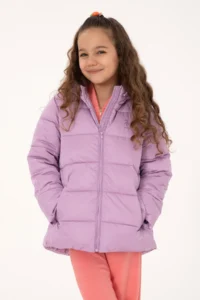 US Polo Assn. Girls' Lilac Hooded Overcoat