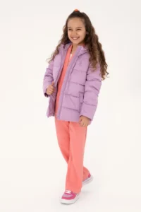 US Polo Assn. Girls' Lilac Hooded Overcoat - Image 2
