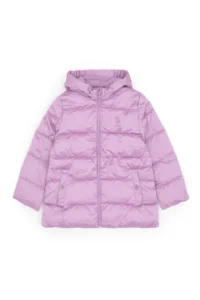 US Polo Assn. Girls' Lilac Hooded Overcoat - Image 3