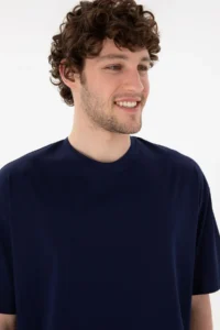 US Polo Assn. Men comfort Fit Crew Neck Navy Blue Merserize Basic T-Shirt - Image 3