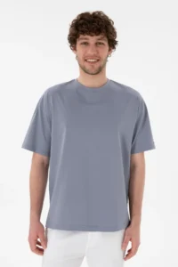 US Polo Assn. Men comfort Fit Crew Neck Blue Merserize Basic T-Shirt - Image 2