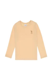 US Polo Assn. Girls' Beige Crew Neck Basic Sweatshirt - Image 3