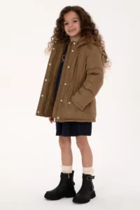 US Polo Assn. Girls' Hooded Khaki Overcoat - Image 2