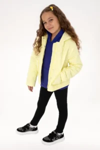 US Polo Assn. Girls' Yellow Quilted Hooded Puffer Jacket Coat