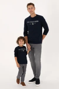 US Polo Assn. Men Regular Fit Crew Neck Navy Blue Thin Basic Sweatshirt