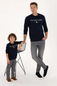 US Polo Assn. Men Regular Fit Crew Neck Navy Blue Thin Basic Sweatshirt - Image 2