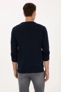 US Polo Assn. Men Regular Fit Crew Neck Navy Blue Thin Basic Sweatshirt - Image 5