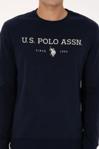 US Polo Assn. Men Regular Fit Crew Neck Navy Blue Thin Basic Sweatshirt - Image 6