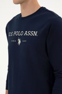 US Polo Assn. Men Regular Fit Crew Neck Navy Blue Thin Basic Sweatshirt - Image 7