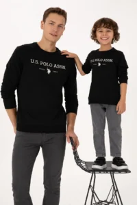 US Polo Assn. Men Regular Fit Crew Neck Black Thin Basic Sweatshirt - Image 2