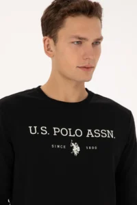 US Polo Assn. Men Regular Fit Crew Neck Black Thin Basic Sweatshirt - Image 4