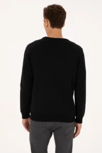 US Polo Assn. Men Regular Fit Crew Neck Black Thin Basic Sweatshirt - Image 5