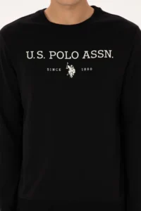 US Polo Assn. Men Regular Fit Crew Neck Black Thin Basic Sweatshirt - Image 6