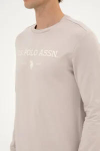 US Polo Assn. Men Regular Fit Crew Neck Stone Thin Basic Sweatshirt - Image 7