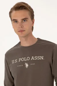 US Polo Assn. Men Regular Fit Crew Neck Mink Thin Basic Sweatshirt - Image 2