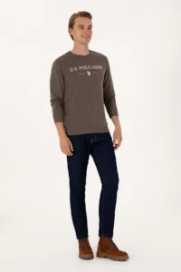 US Polo Assn. Men Regular Fit Crew Neck Mink Thin Basic Sweatshirt - Image 4