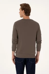 US Polo Assn. Men Regular Fit Crew Neck Mink Thin Basic Sweatshirt - Image 5