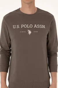 US Polo Assn. Men Regular Fit Crew Neck Mink Thin Basic Sweatshirt - Image 6