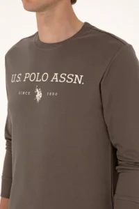 US Polo Assn. Men Regular Fit Crew Neck Mink Thin Basic Sweatshirt - Image 7