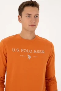 US Polo Assn. Men Regular Fit Crew Neck Copper Thin Basic Sweatshirt - Image 4