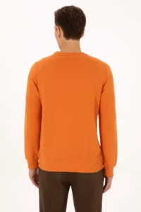 US Polo Assn. Men Regular Fit Crew Neck Copper Thin Basic Sweatshirt - Image 5