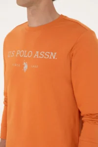 US Polo Assn. Men Regular Fit Crew Neck Copper Thin Basic Sweatshirt - Image 7