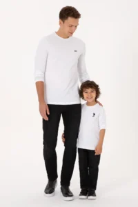 US Polo Assn. Men slim Fit Crew Neck White single jersey Basic Sweatshirt