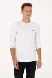 US Polo Assn. Men slim Fit Crew Neck White single jersey Basic Sweatshirt - Image 3