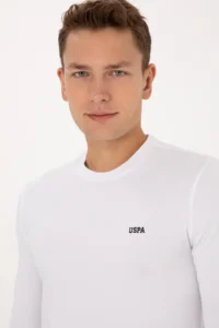 US Polo Assn. Men slim Fit Crew Neck White single jersey Basic Sweatshirt - Image 4